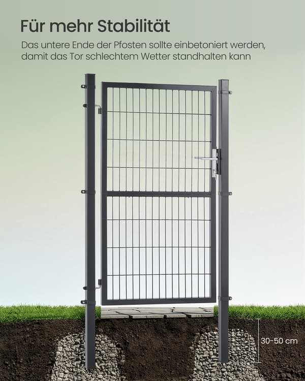 Garden Gate 106x6x210 cm Harmaa Teräs