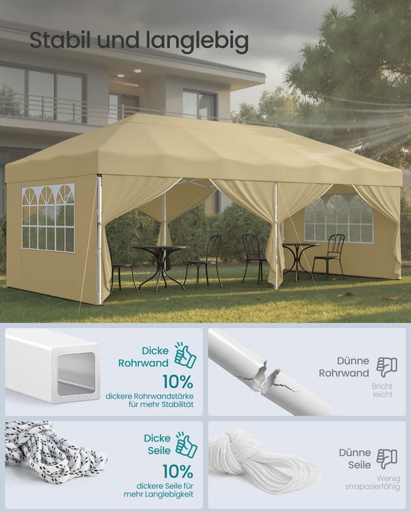 Paviljong 6x3x2,6 m Beige