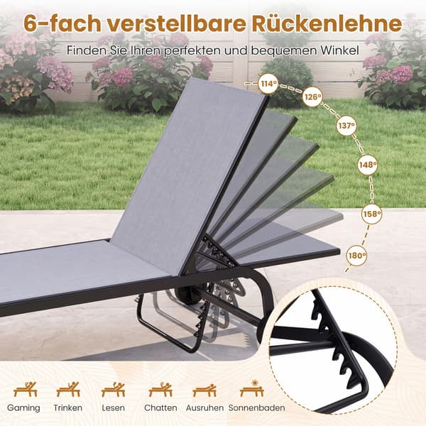 Udendørs liggestole 2 stk 36x190 cm grå