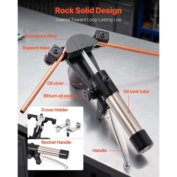 Hydraulisk rørbukkersæt, 6–22 mm, aluminiumlegeringsforme, VVS-værktøj