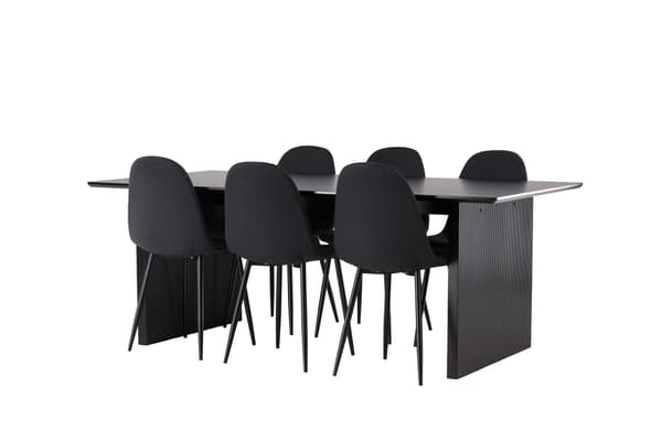 Spisebord og stol sæt 200x100 cm sort