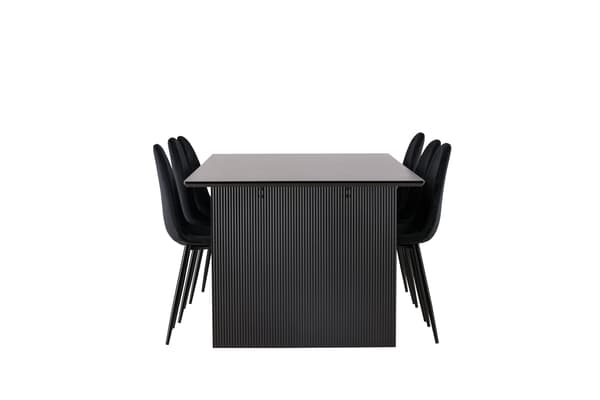 Spisebord og stol sæt Vail 200x100 cm Sort