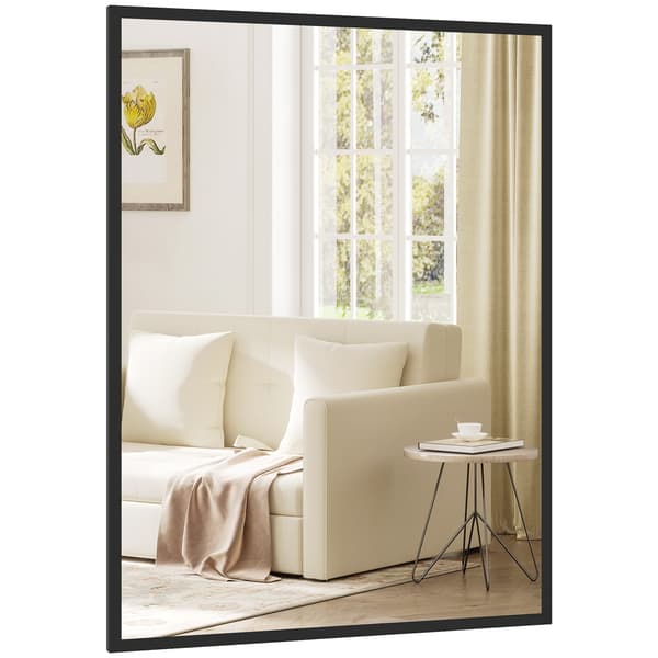Vægspejl 76x101 cm sort MDF-ramme