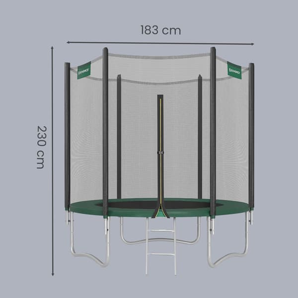 Trampolin 305 cm, sikkerhedsnet, stige, stålramme, blå