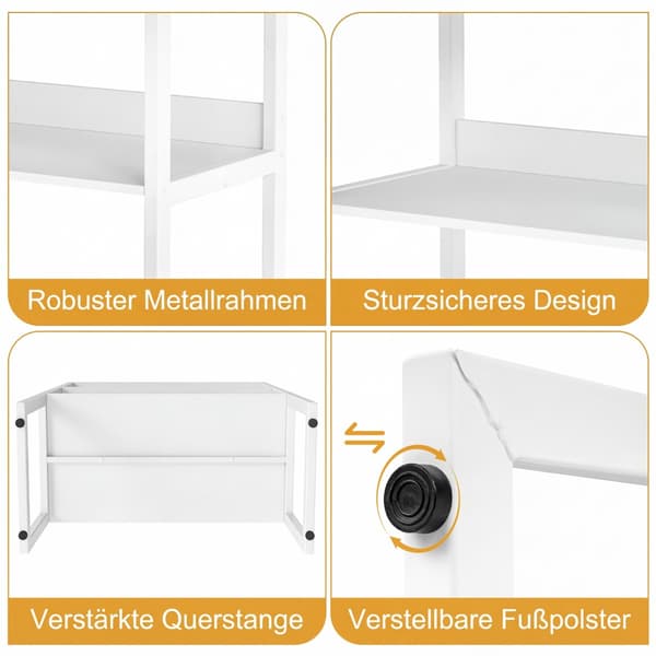 Bogreol 3 niveauer 64x33x90,5 cm hvid