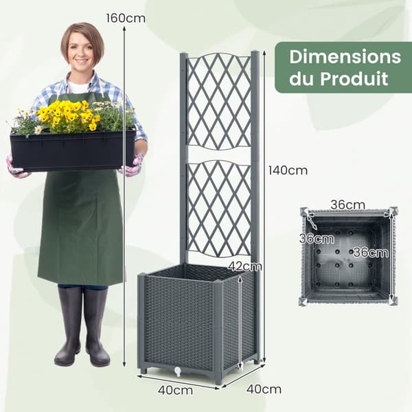 Planter med Espalier, 40x40x140 cm, Kaffe , Star