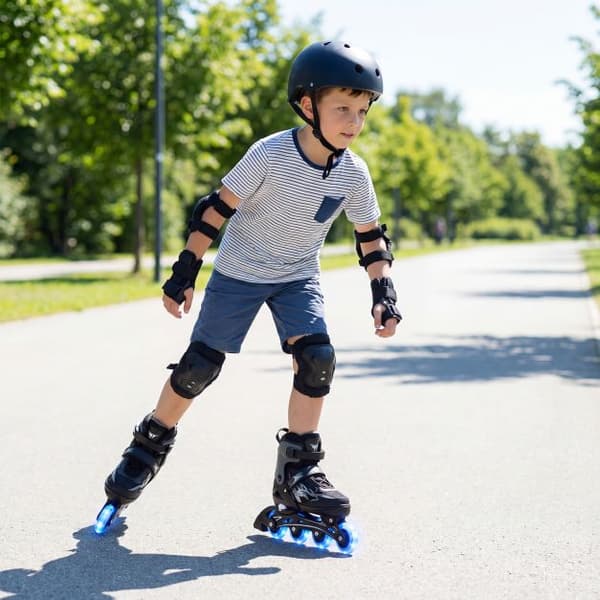 Børne Inline Skøjter Justerbare 4 Størrelser Grå/Rosa