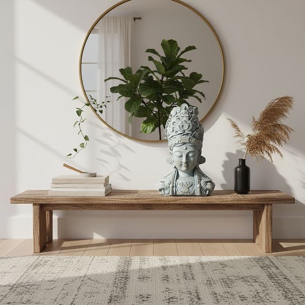 Buddha-patsas 44x32x21 cm harmaa beige polyresiini, Kodustaar