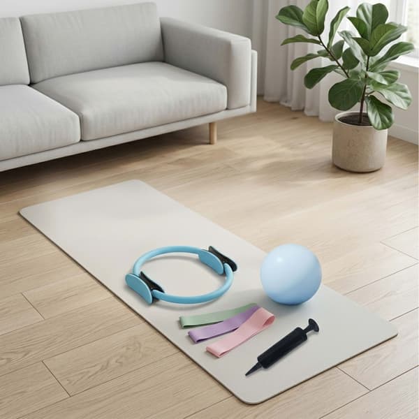 6-delars Pilates-set: ring, boll, band, Kodustaar