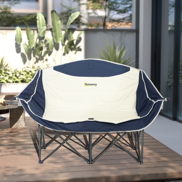Fällbar stol 2-sits campingstol 134x50x92 cm blå metall