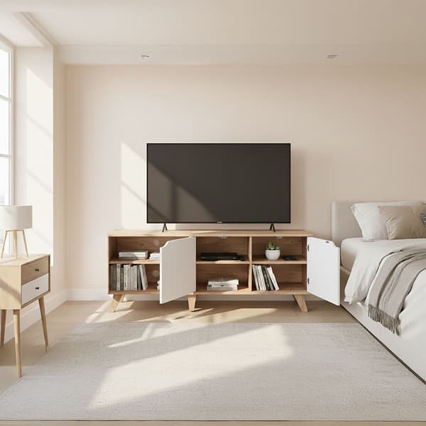 TV-skab, 6 rum, hvid/brun, Kodustaar