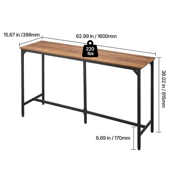 Bartable, 160x39,8x91,5 cm, Ljusbrun, Rektangulär, Spånskiva