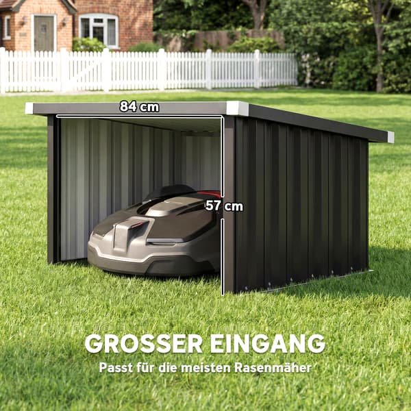 Robotgräsklippargarage, 108x86x62,5 cm, mörkgrå, stål