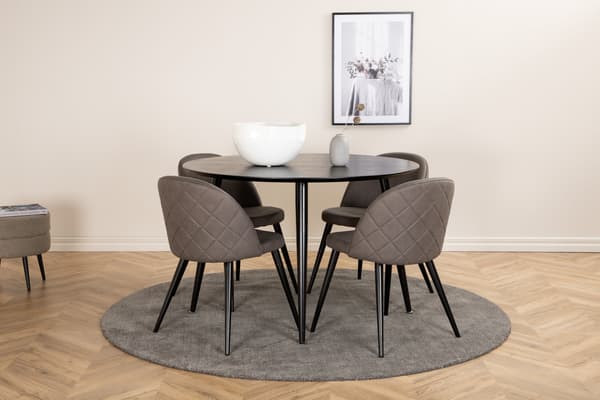 Spisebord og stol sæt 115 cm sort mikrofiber