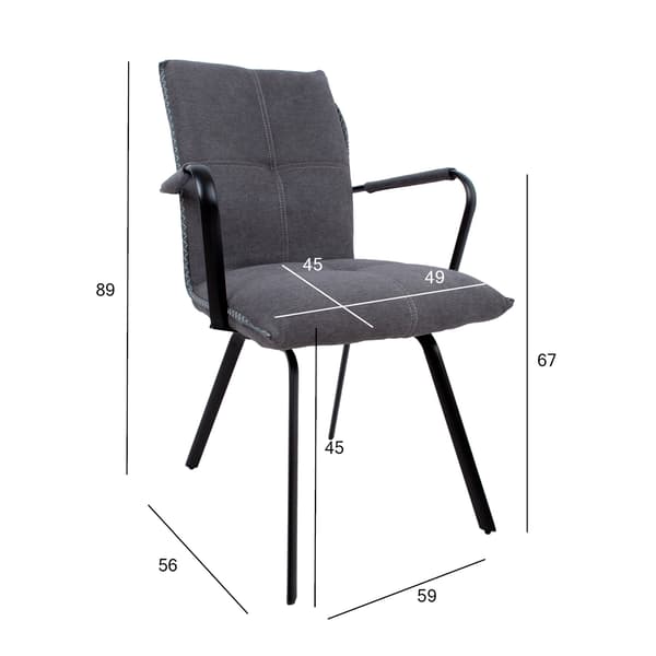 Stol Eddy 59x56x89 cm Grå tyg