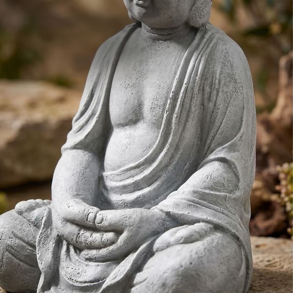 Buddha-patsas, 71x49x34 cm, vaaleanharmaa, polyresiini, Kodustaar