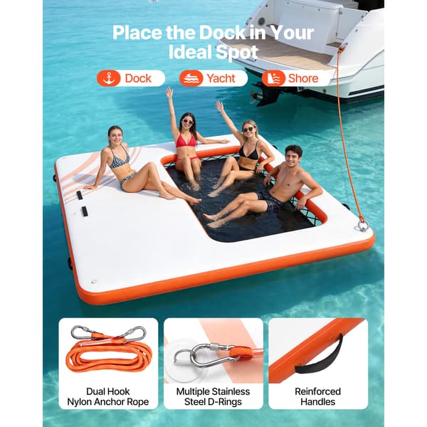 Flydende dock 305x305x15 cm Hvid PVC