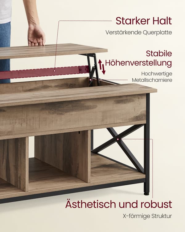 Soffbord, 100x60x48-62 cm, Brun