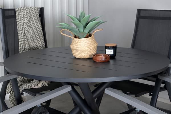 Spisebord og stole sæt 120 cm sort og grå justerbar