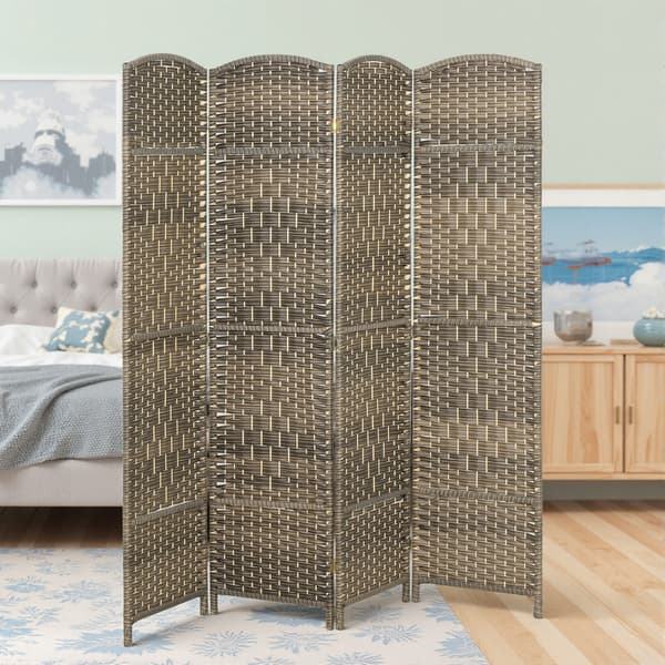 Rumdeler 4-panel foldbar 180x1,7x180 cm vasket sort