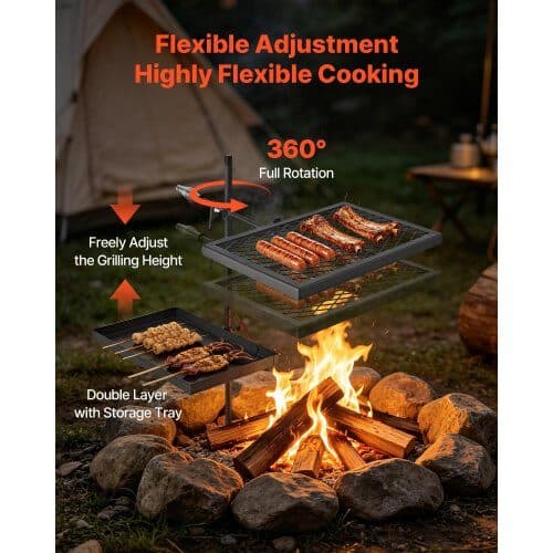 Campfire Grill Dobbelt Lag 720x435x840 mm sort