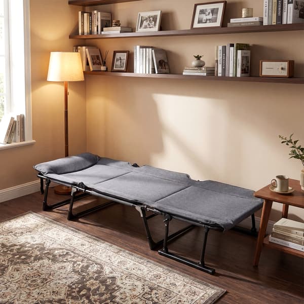Sammenklappelig campingleje 3-i-1 71x26,5x14,5 tommer grå/sort