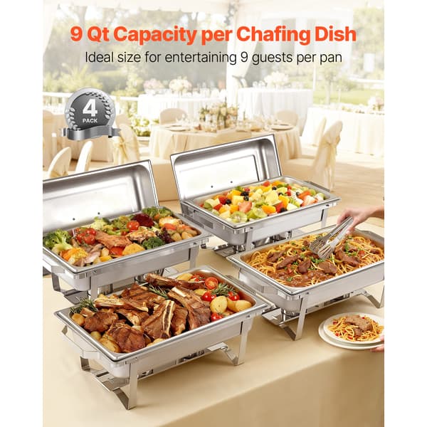 Chafing Dish Sæt, 4 stk., 61,5x34,5x32,5 cm, Rustfrit Stål