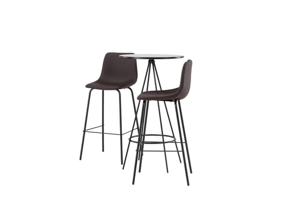 Barbord og barstol sæt 60 cm sort MDF finer polyurethan