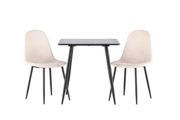 Spisebordssæt Polar 75x75 cm Sort Beige MDF