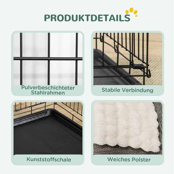 Hundebur 75x48,5x53 cm Sort, sammenklappeligt