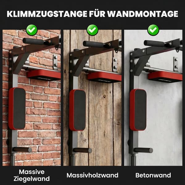 Væg Pull-Up og Dip Station 76x95x63 cm rød