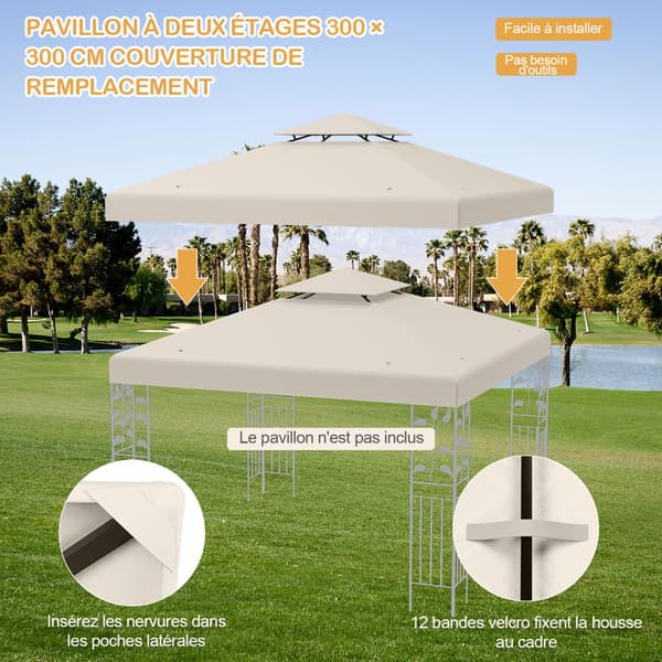Erstatningsmarkise til pavillon 300x300 cm beige