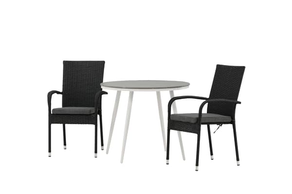 Spisebord og stole sæt 90x90 cm hvid grå sort