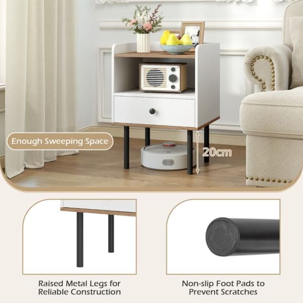 Sidobord 41x35x56 cm, vit, metall, förvaring , Star