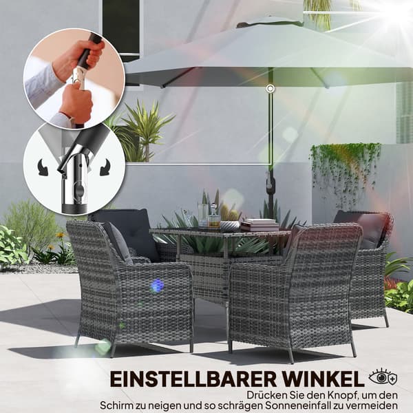 Uteparasoll 295x240 cm Grå polyester