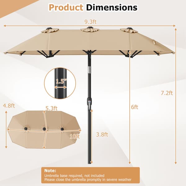 Terrasseparasol 305x161x219 cm Beige polyesterstof