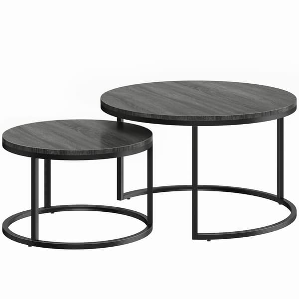 Sofabord Sæt Nesting Sideborde 78,5x78,5x46,5 cm Sort Metal
