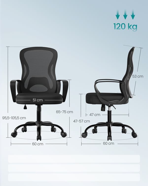 Kontorstol 63,5x58,5x94,5 cm Sort Netstof