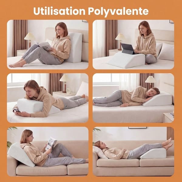 Benløftningspude Memory Foam 59x54x19 cm hvid