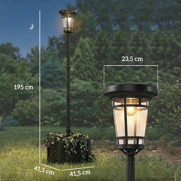 Post Light 41,5x41,5x195 cm Sort Solcelledrevet