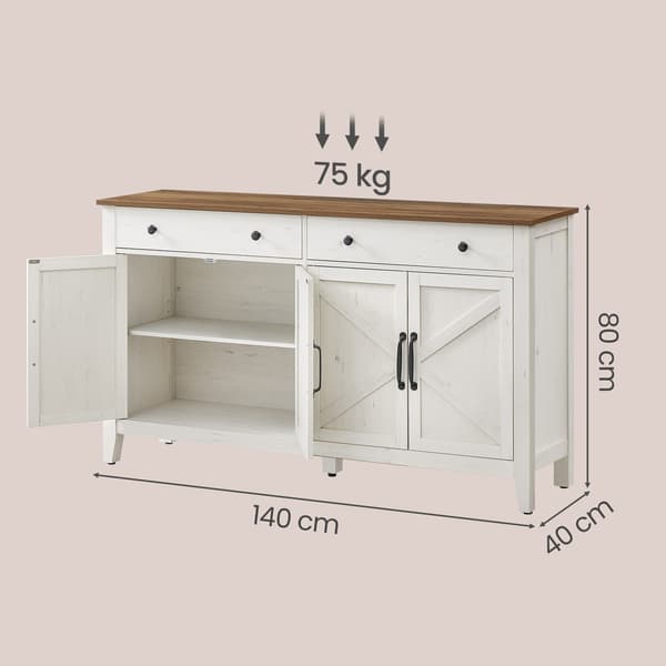 Sideboard 140x40x80 cm rustik vit/honungsbrun