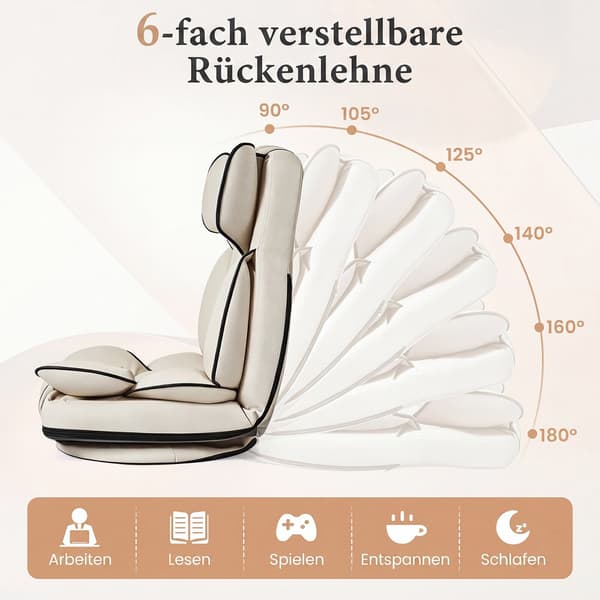Gulvspil stol 56x56-117x20-76 cm beige