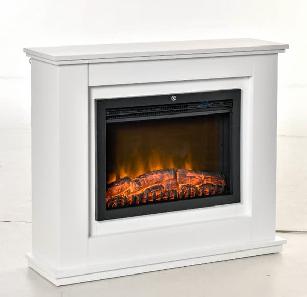 Elektrisk pejs 98x27,5x80 cm hvid