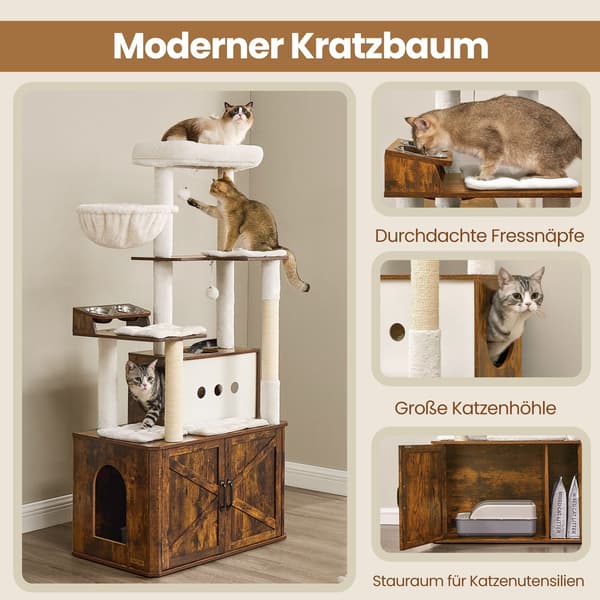 Kattträd 80x49x170 cm Brun