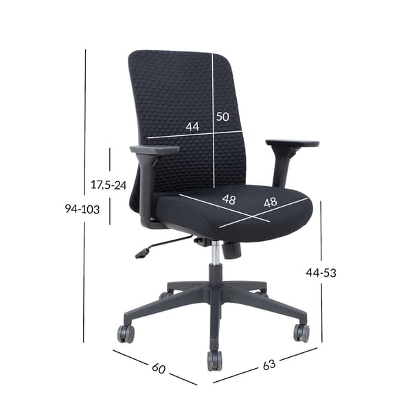 Kontorstol SEVERO 63x60x94-103 cm Sort