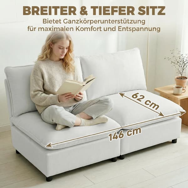 Soffa 146x85x78 cm Grå Konstläder