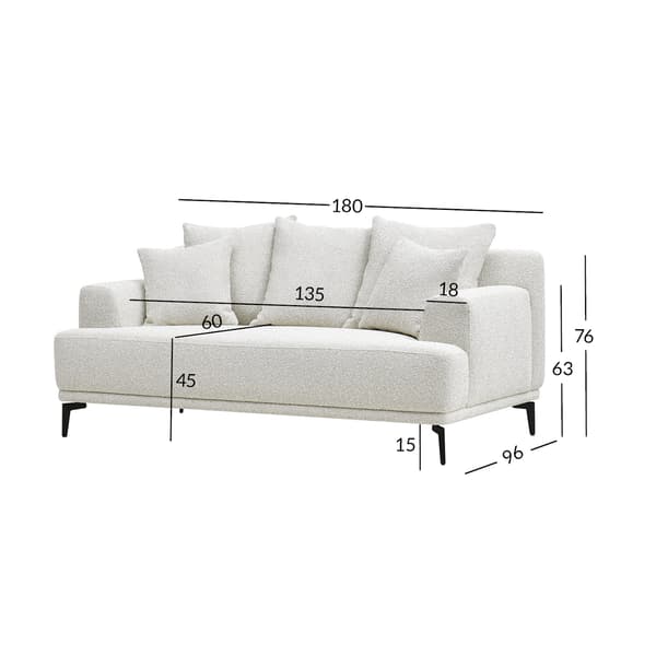 Sofa MAGNOLIA 180x96x76 cm lys beige