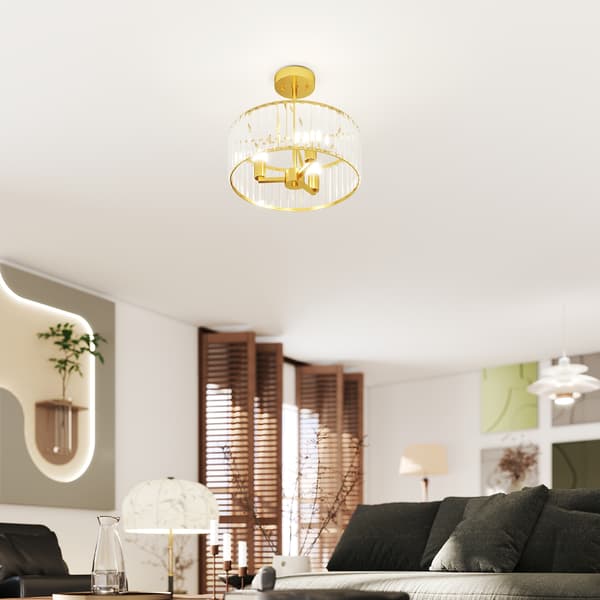 Taklampa, 39x39x32 cm, Guld