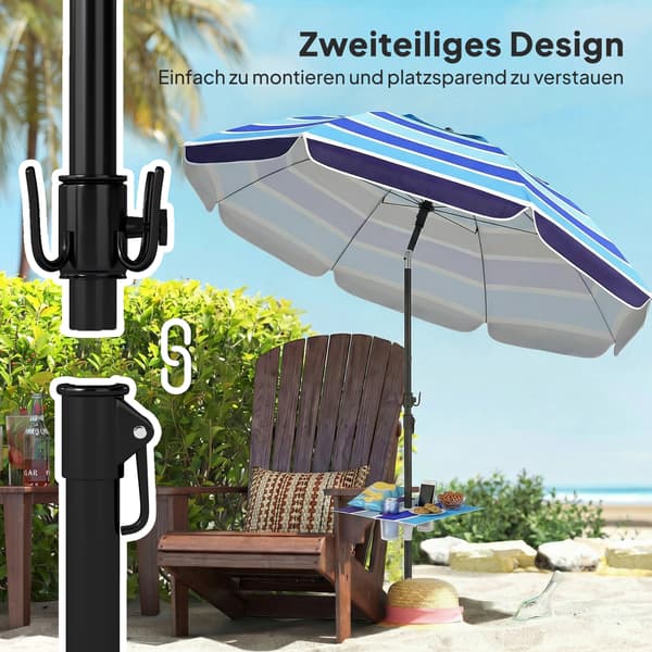 Strandparasol 198x214 cm Multifarvet Foldbart Bord