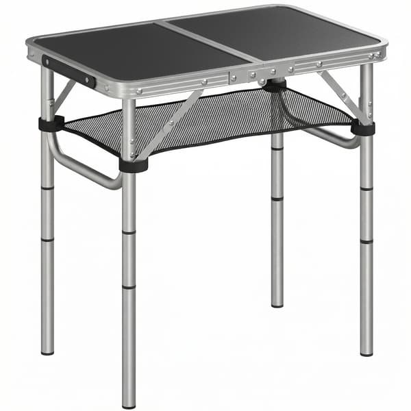 Campingbord 60x40x26-60 cm Sort Aluminium